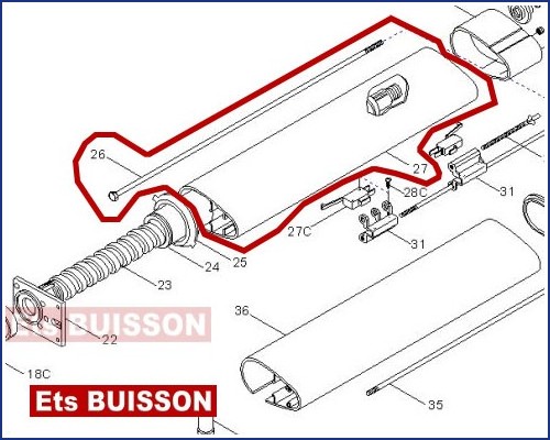 CAME KRONO Tige motor�ducteur post�rieur 119RID212 (26-27)