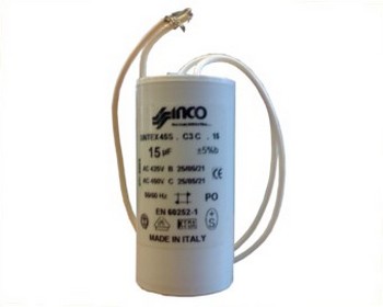 Condensateur de d�marrage � fils 15 microfarad 400-450Vac