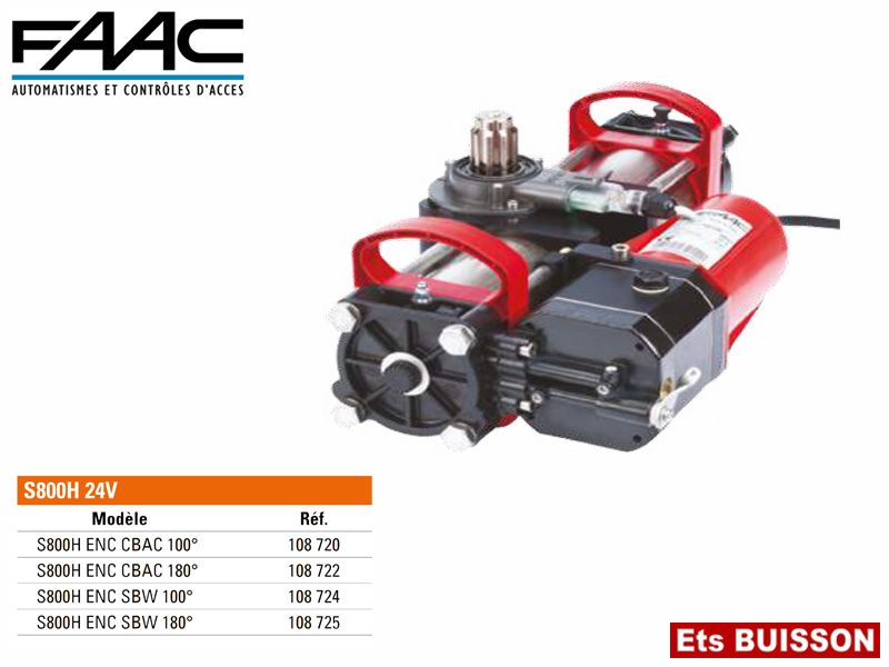 FAAC moteur hydraulique enterré S800H ENC 24V CBAC 180°