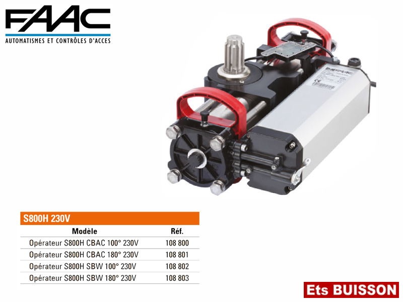 FAAC moteur hydraulique enterré S800H ENC 230V CBAC 180° 108801