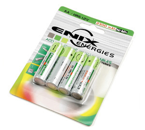 Pile Accus Nimh blister AA HR6 PP 1.2V 2300mAh par 4