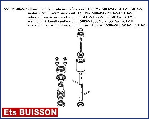 DEA Gulliver - Arbre moteur & vis - 1500M-1500MSF. ref : 913062G