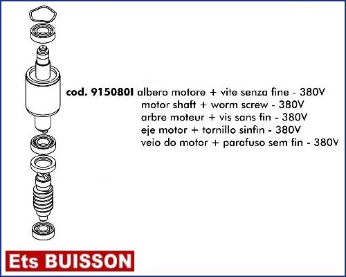 DEA LIVI 800C - Arbre moteur & vis sans fin - 380V réf : 915080I