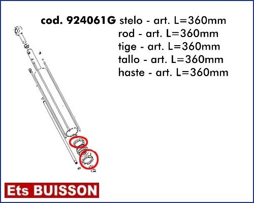 DEA Oli 600 - Tige - art. L=360mm référence 924061G