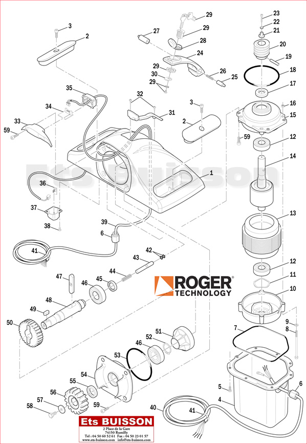 Vue éclatée du moteur
coulissant RogerTechnology
E30