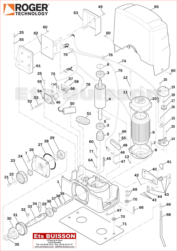 Vue éclatée du moteur
coulissant RogerTechnology
G30