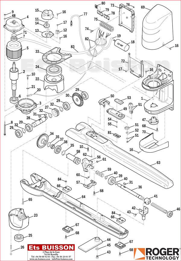 Vue éclatée du vérin Roger technology H20