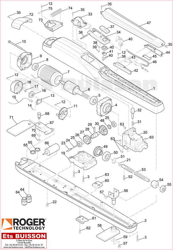 Vue éclatée du vérin Roger technology M20