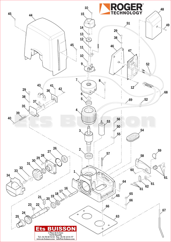 Vue éclatée du moteur
coulissant Roger Technology
M30