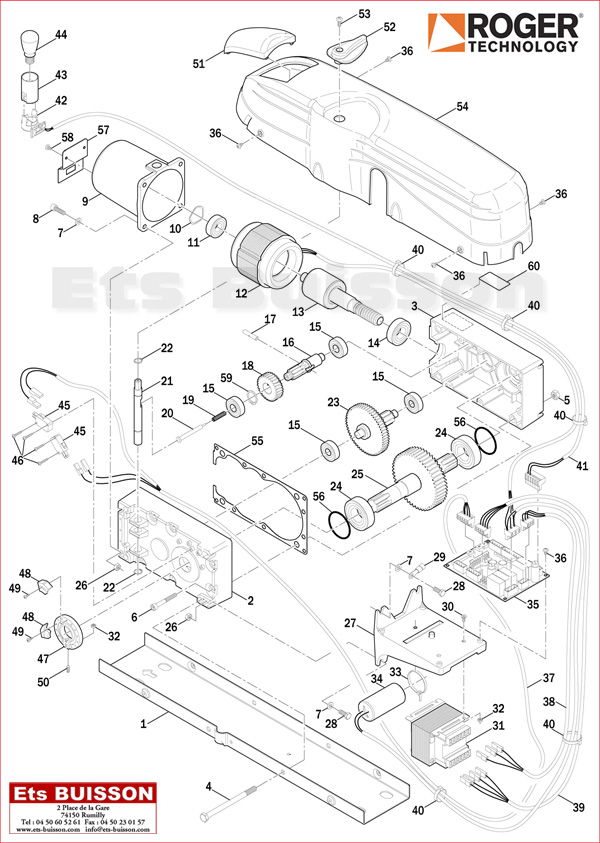 Vue éclatée du moteur
coulissant RogerTechnology
E41