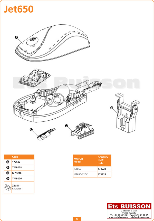 Vue éclatée du moteur V2 Jet650